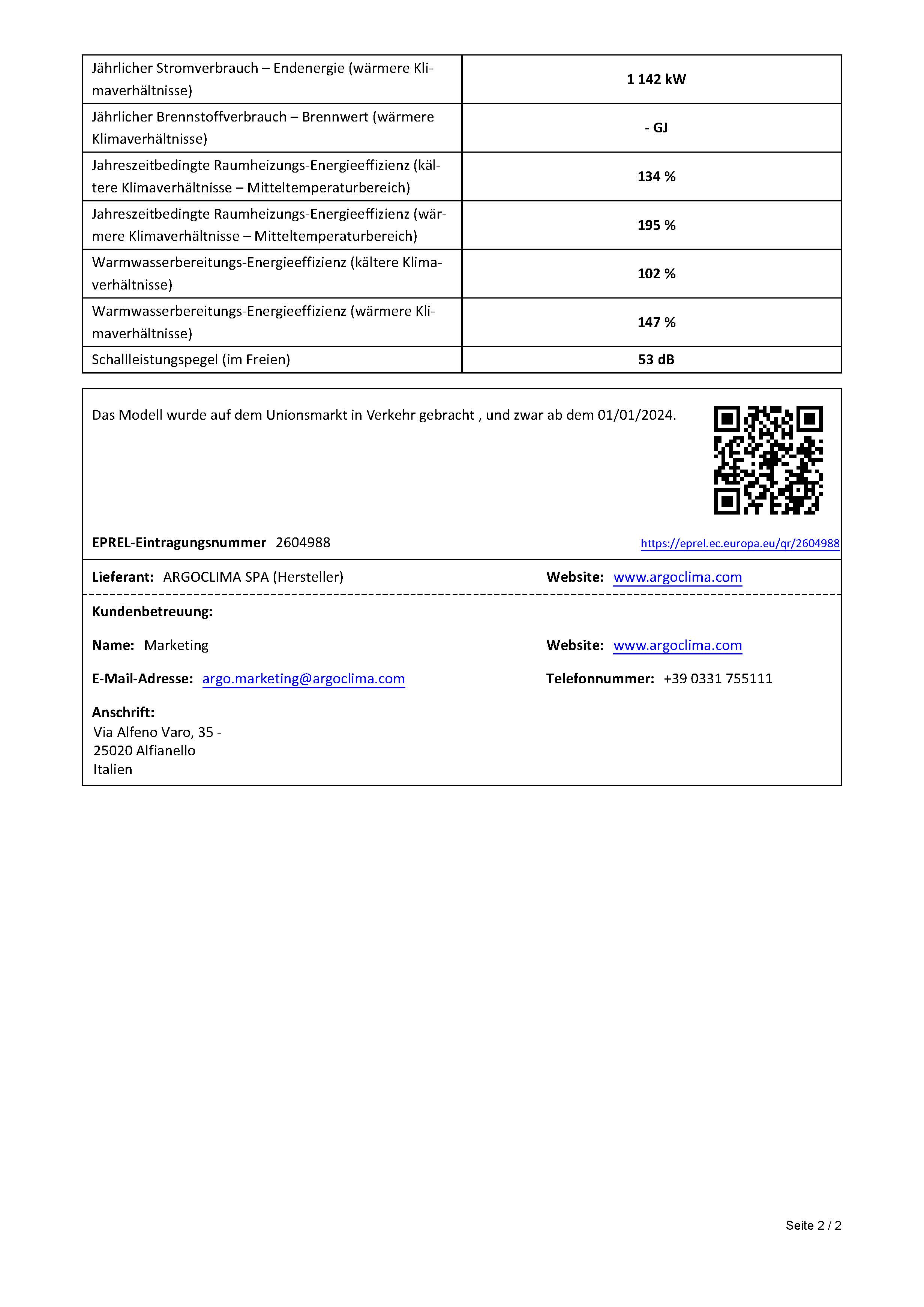 Argo Wärmepumpe Monoblock GENERA NGHP-12-1PH